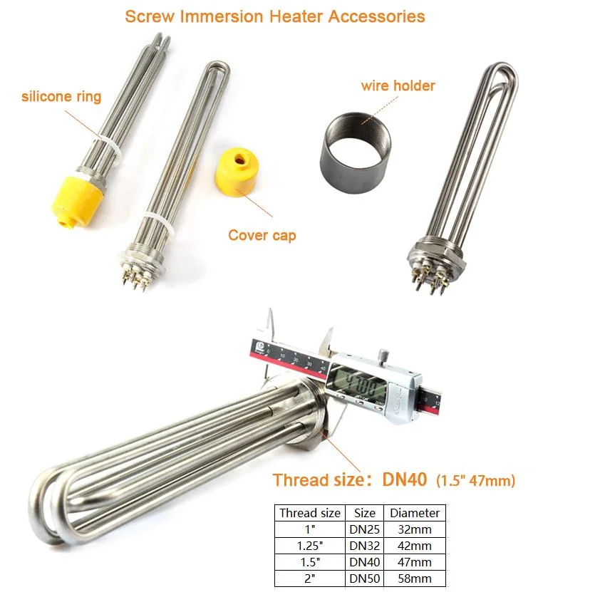 China Manufacture 110V 220V 380V 3kw 6kw 9kw 12kw Stainless Steel Industrial Oil Heating Element Tubular Electric Water Immersion Heater