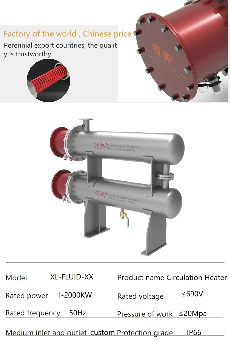 Horizontal Lubricating Oil Liquid Pipeline Circulation Process Inline Heater for Industrial