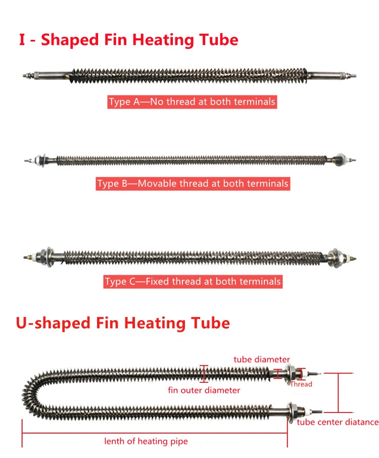U Shape Air Duct Strip Finned Tubular Heaters with Fins